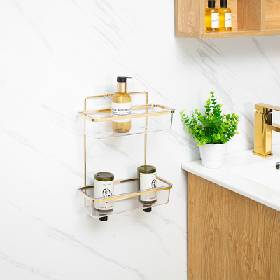 acheter 2 niveaux de fil de fer de salle de bain douche Caddy, aspirateur douche étagère fournisseur fabrication en ligne