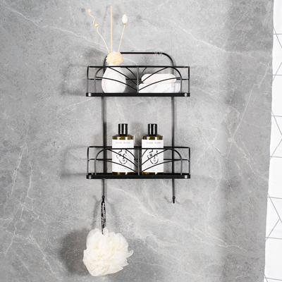 acheter Salle de bain en fer et en bambou Douche Caddy Mur monté 2 niveaux avec panier de fil fabrication en ligne