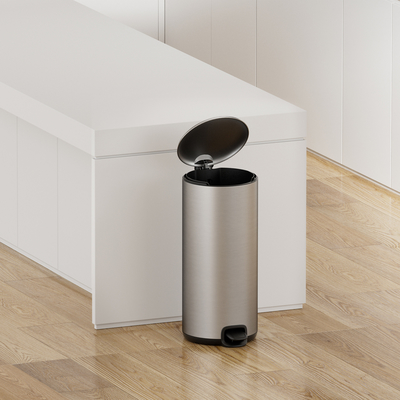 acheter 30L en acier inoxydable poubelle à pédale mince couvercle pour ménage cuisine salle de bains doux fermé rond poubelle à déchets métalliques fabrication en ligne