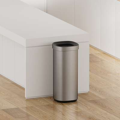 acheter Boîte à ordures à haute capacité de 50L anti-empreintes digitales en acier inoxydable brossé ouverte sans couvercle fabrication en ligne