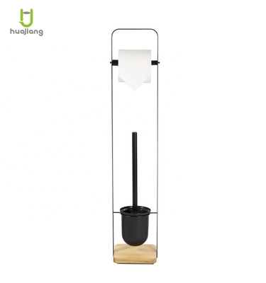 acheter Outil de nettoyage de salle de bain durable Brosse toilette noire et support de papier avec poignée en bambou fabrication en ligne