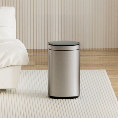 acheter 30L en acier inoxydable Smart Sensor Bin pour le salon Couvercle automatique et détection de mouvement Conception rectangulaire fabrication en ligne