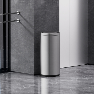 acheter 50L Capacité en acier inoxydable Sensor automatique de mouvement ménager poubelle avec capteur intelligent et type de couvercle de roulement fabrication en ligne