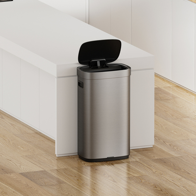 acheter Poubelle intelligente en acier inoxydable de 80L pour ménage avec capteur sans contact et type de couvercle roulant fabrication en ligne