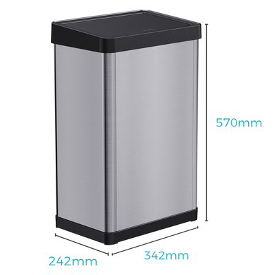 acheter Boîte à ordures en acier inoxydable de grande capacité 34,2*24,2*57 cm Warrior série 40L avec presse manuelle détachable et couvercle de roulement fabrication en ligne