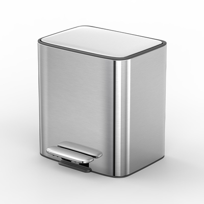 acheter 11.5L*2 Carré en acier inoxydable à pédale fermée douce pour le recyclage et la gestion des déchets fabrication en ligne