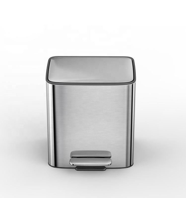 acheter Couverture en argent de type 11.5L*2 en acier inoxydable à pédale carrée fermée et douce poubelle pour le recyclage et la collecte des ordures fabrication en ligne