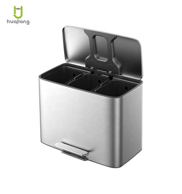 acheter 11.5L*3 acier inoxydable doux fermé carré pédale poubelle pour bureau poubelle à ordures poubelle à recycler OEM accepté fabrication en ligne