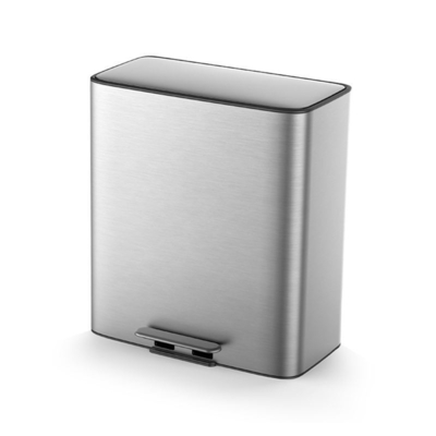acheter Structure Pédale de pied 28L*2 en acier inoxydable poubelles douces fermées carrées pour la gestion des déchets dans le salon et le bureau fabrication en ligne