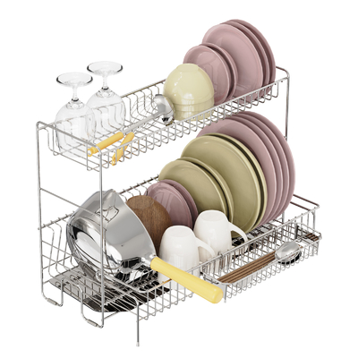 acheter Étagère de vaisselle en argent pliable avec conception compacte pour économiser de l'espace Construction en fer durable fabrication en ligne