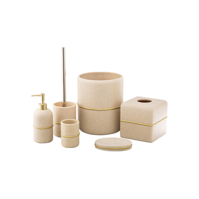acheter Dispenser à mousse de savon en résine à bande d'or Porteur de brosse à dents Accessoires de salle de bain fabrication en ligne
