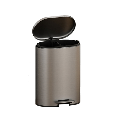 acheter poubelle rectangulaire arrondie Éliminer les déchets avec le bac à pédales en acier inoxydable 6L à l'épreuve des empreintes digitales et fermer doucement fabrication en ligne