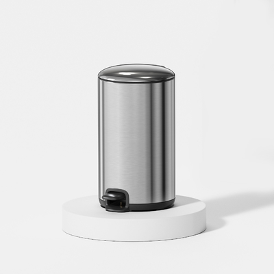 acheter 20L Cuisine ménagère en acier inoxydable Couvercle mince Pédale poubelle poubelle Dustbin Doux Fermer rond Poubelle métallique durable fabrication en ligne