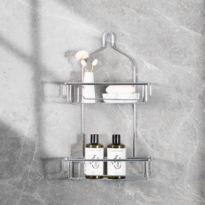Cadeau de douche en acier suspendu pour la salle de bain, organisateur de rack de douche à deux niveaux