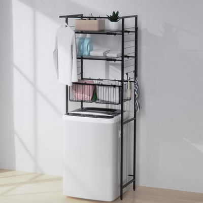 Étagère de salle de lavage à 3 niveaux évolutive sur le porte-bagages de la machine à laver