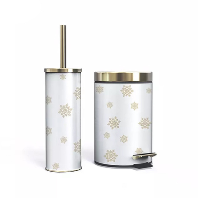 Type d'induction Noël Pédale de pied poubelle avec pinceau de toilette ensemble solution ultime d'élimination des déchets ménagers