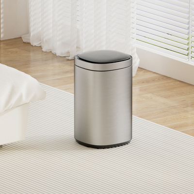 Réservoir domestique de capteurs intelligents en acier inoxydable satiné de 30L avec capteur de mouvement sans contact et ouverture automatique