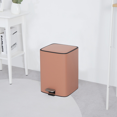 18L en acier inoxydable à pédale carrée fermée douce poubelle pour salon et bureau