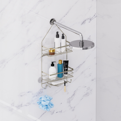 Organiseur de salle de bain Douche Caddy étagère suspendue de douche pour l' intérieur de la douche sans support de forage au-dessus de la tête de douche