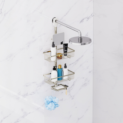 Étagère de douche avec miroir Caddy de douche organisateur suspendu salle de bains étagère de douche pour l'intérieur de la douche pas de trous de forage