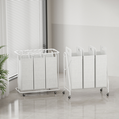 Maison 3 Division KD Structure Fil métallique de fer panier à linge avec roues Utilitaire panier à linge de grande capacité