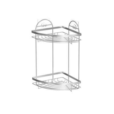 2 niveaux Facile à installer Pas de perçage Monté sur le mur Douche Caddy Économiseur d'espace étagère en acier inoxydable Rack pour salle de bain