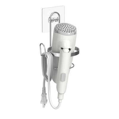 Porteur de sèche-cheveux monté sur le mur auto-adhésif en acier inoxydable salle de bains sèche-cheveux soufflé organisateur rack