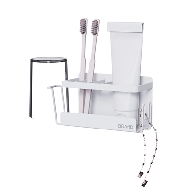 Pas de forage Appareil de douche à attraction magnétique domestique avec porte-serviettes Organisateur de salle de bain Porteur de brosse à dents monté sur le mur