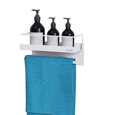 Étagère de douche avec porte-serviettes sans perçage Attraction magnétique Organisateur de salle de bains Monté sur le mur
