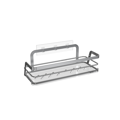 Organiseur de salle de bain élégant Coupe d'aspiration Drapeau en fer Rack en acier inoxydable Pas de forage Monté au mur Caddy de douche