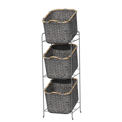3 niveaux rangement de salle de bains debout libre bassin de stockage en tissu panier de fer câble organisateur douche