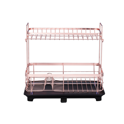 2 niveaux Compact Plateau de rangement de drainage de vaisselle avec fil de chrome pour l' organisation de la cuisine
