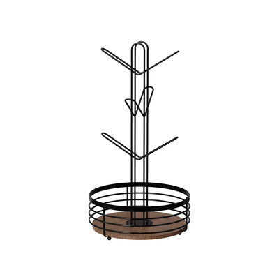 2 niveaux type debout élément de bois ménager multifonctionnel organisateur de cuisine en métal élégant porte-gobelets
