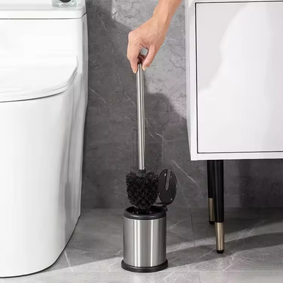 Brosse de toilette en acier inoxydable économique avec support ouvert automatique facile et filament de brosse antibactérien en PP