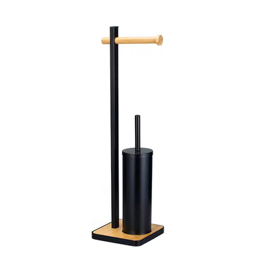 21*18*67cm Multifonctionnel support de rouleau de toilette blanc Matt et pinceau de toilette en bambou avec un design moderne pour vous