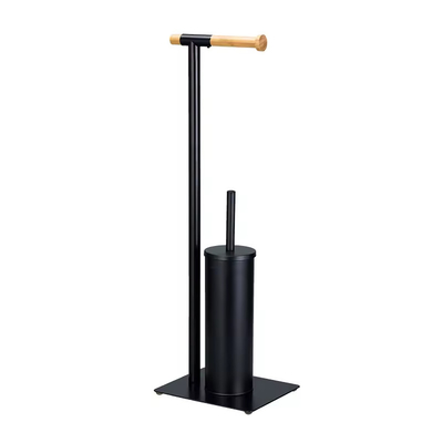 21*18*67cm Type durable Stand de salle de bains en acier Bamboo Porteur de papier toilette et pinceau pour ménage salle de bains ménage