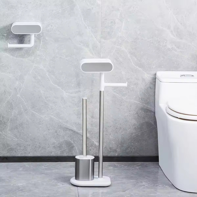 Compact Pinceau de toilette en acier inoxydable et support de papier toilette