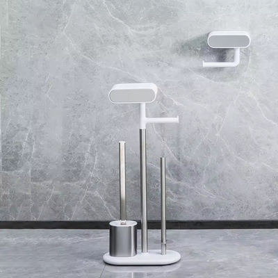 Pinceau de salle de bain en acier inoxydable et support de rouleau