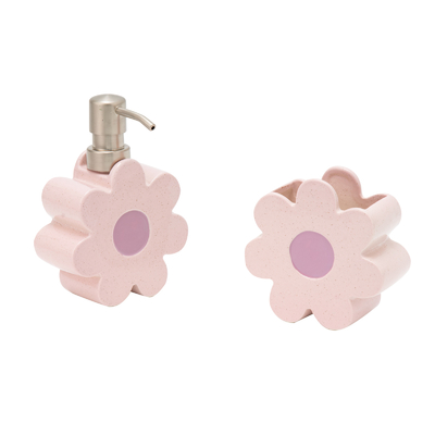 Accessoires de salle de bain en céramique de fleurs Ensemble Dispensateur de savon en mousse Porteur de brosse à dents