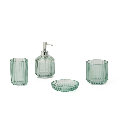 bande verticale Style Dispenser en mousse de savon en verre Porte-brosses à dents Accessoires de salle de bain