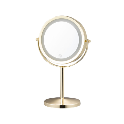 Ronde métal debout Maquillage miroir Avec des lumières à LED