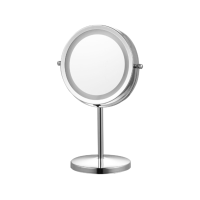 Contrôle tactile Ronde métal miroir de maquillage debout avec lumières à LED