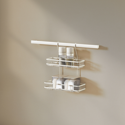 2 niveaux panier de rangement de cuisine blanc type mural pour un organisateur durable et pratique