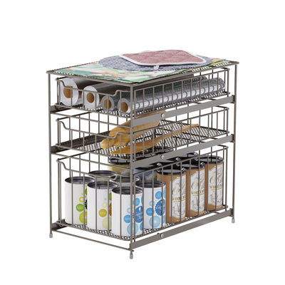 panier de rangement en fil métallique multifonctionnel empilable panier de rangement de cuisine panier de rangement durable sous organisateur d' évier panier de rangement coulissant