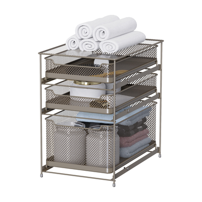 Panier de rangement en fil métallique empilable multifonctionnel durable sous l'organisateur d'évier Panier coulissant