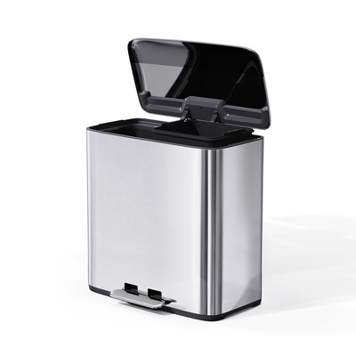 28L*2 en acier inoxydable doux fermé carré poubelle à pédales pour la maison bureau salon poubelle de recyclage
