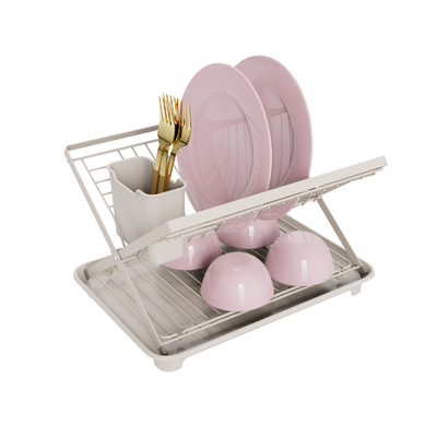 ‌Foldable Dish Drainer Rack - Space Saving Collapsible Kitchen Organizer for Dishes & Utensils